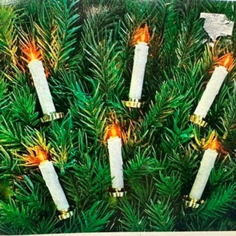 Vintage 10 Candle Lights Straight-Line Indoor Outdoor Christmas Tree Decor White